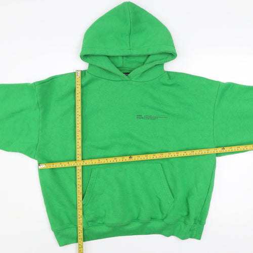 Boohoo Women Green Pullover Hoodie Medium Cotton Blend Casual
