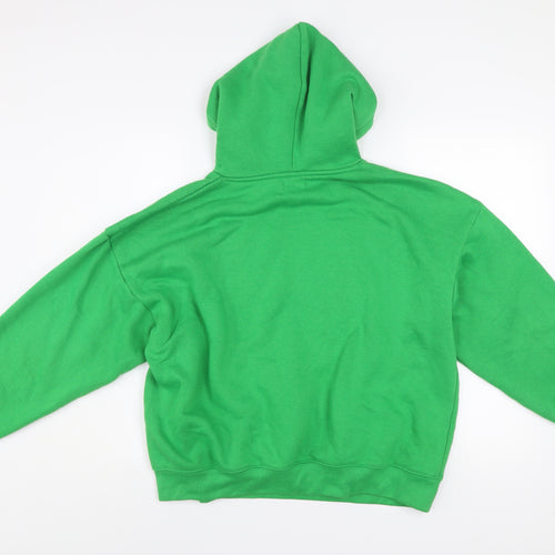 Boohoo Women Green Pullover Hoodie Medium Cotton Blend Casual