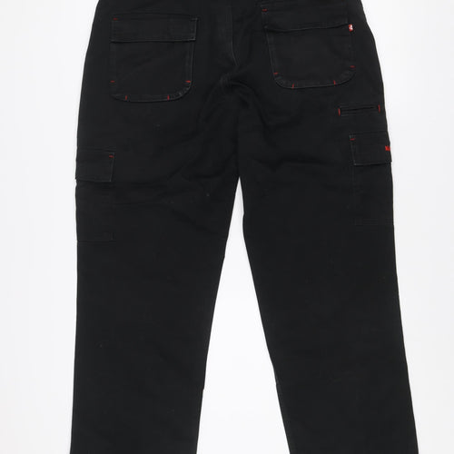 Lee Cooper Men's Black Cargo Workwear Trousers 38R Polyester Cotton Blend