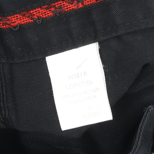 Lee Cooper Men's Black Cargo Workwear Trousers 38R Polyester Cotton Blend