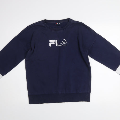 Fila Men’s Blue Crew Neck Pullover Sweatshirt M Logo Sports Style