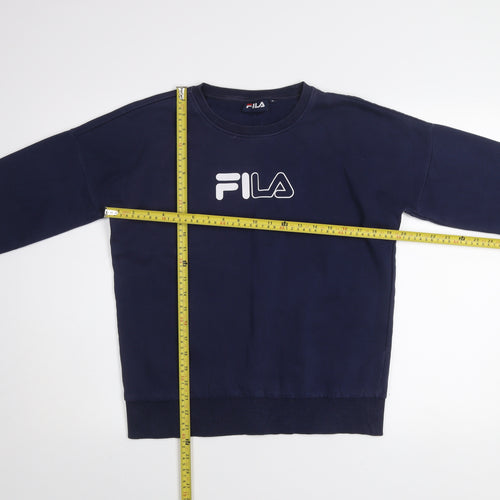 Fila Men’s Blue Crew Neck Pullover Sweatshirt M Logo Sports Style