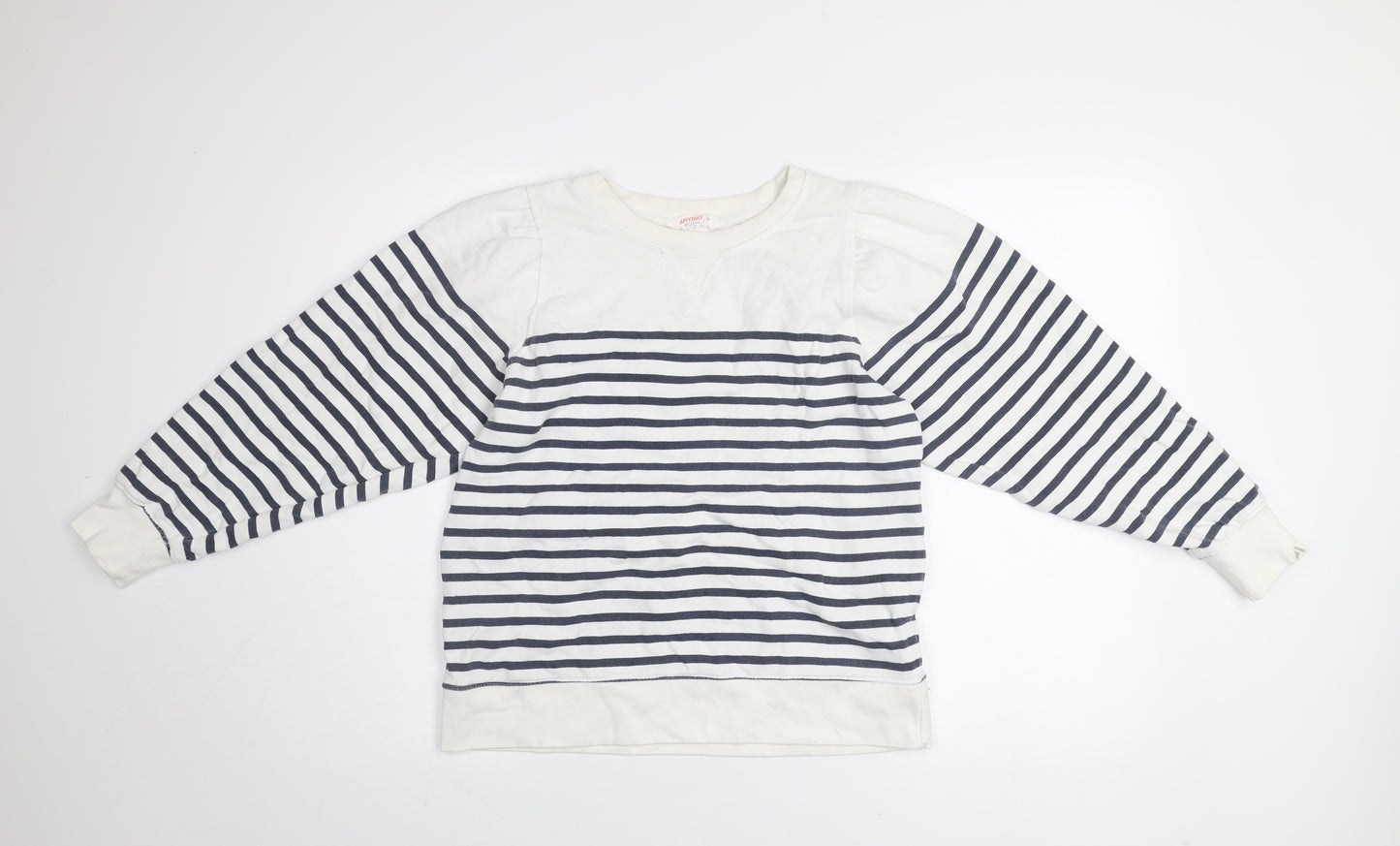 John Lewis Anyday Women’s White Navy Striped Pullover Sweatshirt M