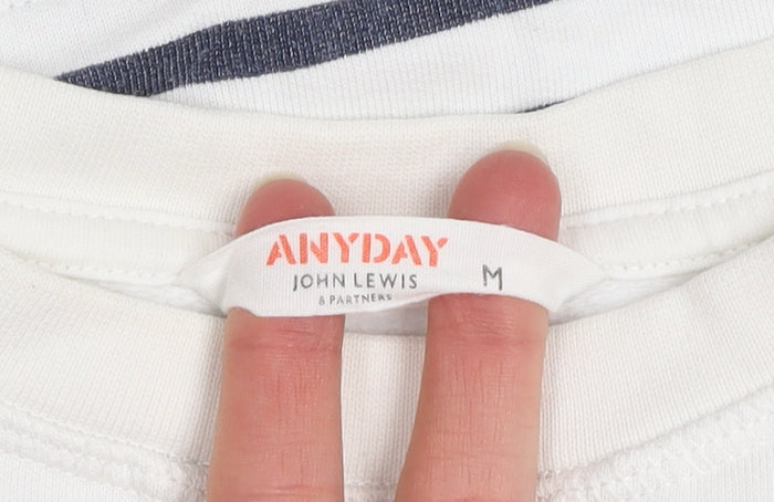 John Lewis Anyday Women’s White Navy Striped Pullover Sweatshirt M