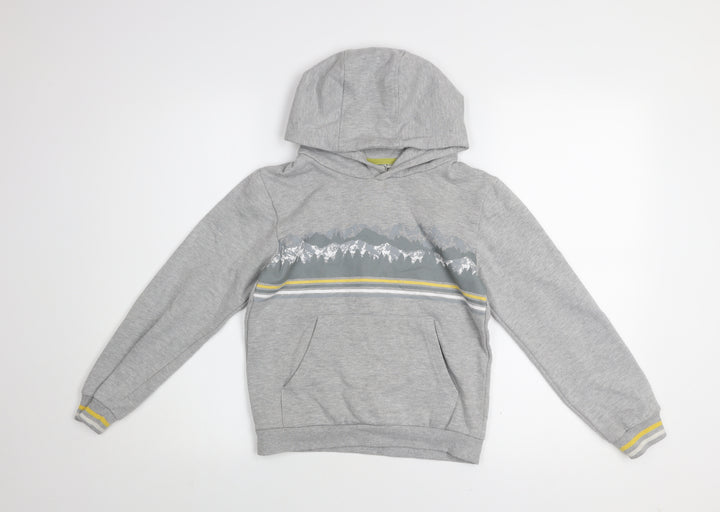 Mountain Warehouse Boys Grey Pullover Hoodie 9-10 Years Cotton Blend Graphic Print