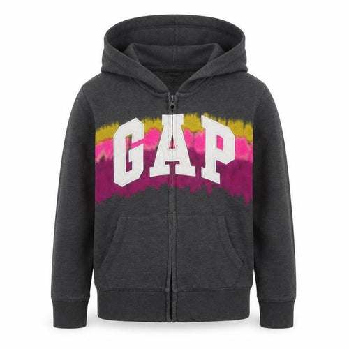 GAP Kids Girls Charcoal Full Zip Hoodie L 10 Logo Graphic Cotton Blend