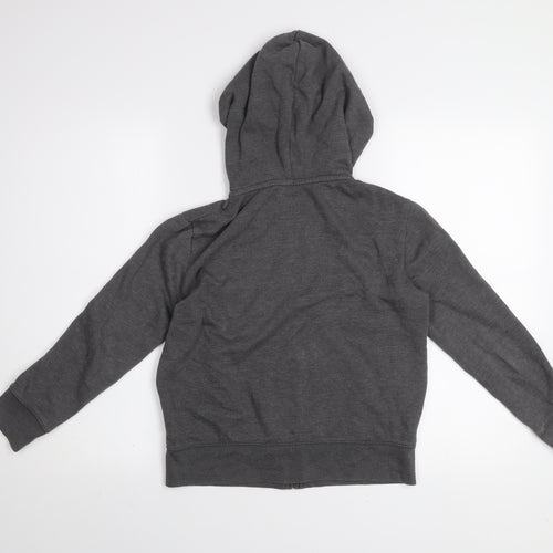 GAP Kids Girls Charcoal Full Zip Hoodie L 10 Logo Graphic Cotton Blend