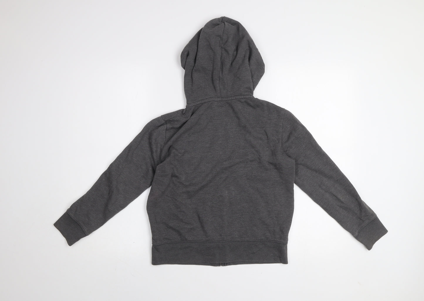 GAP Kids Girls Charcoal Full Zip Hoodie L 10 Logo Graphic Cotton Blend