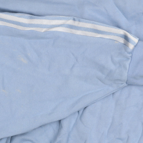 Adidas Women Blue 10 Pullover Hoodie Relaxed Fit Cotton Hooded Sweatshirt