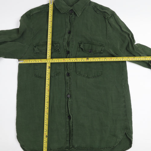Zara Woman Green Button-Up Long Sleeve Shirt Size M