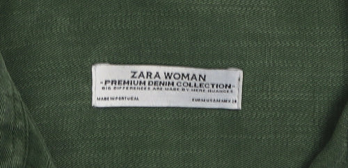 Zara Woman Green Button-Up Long Sleeve Shirt Size M