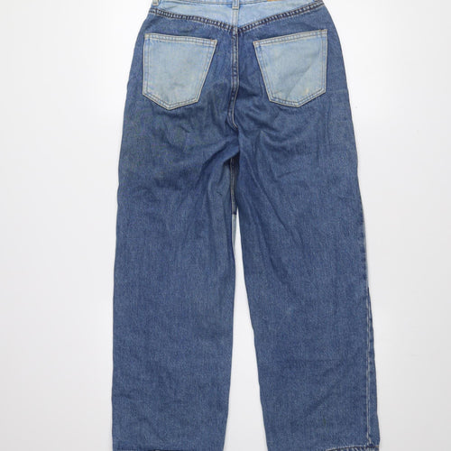 Monki Women’s Blue Patchwork Denim Straight Jeans Size 24