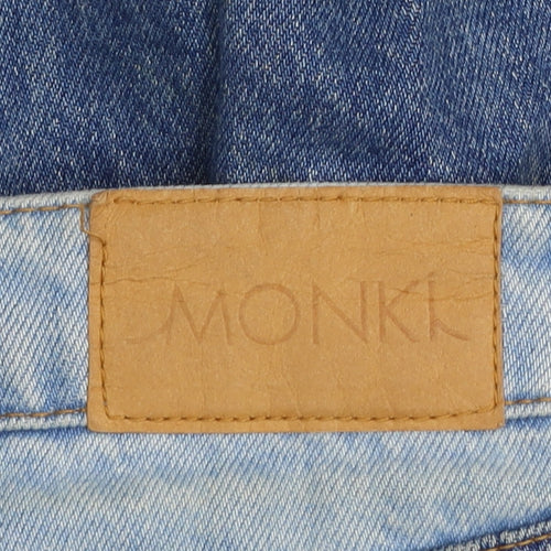 Monki Women’s Blue Patchwork Denim Straight Jeans Size 24