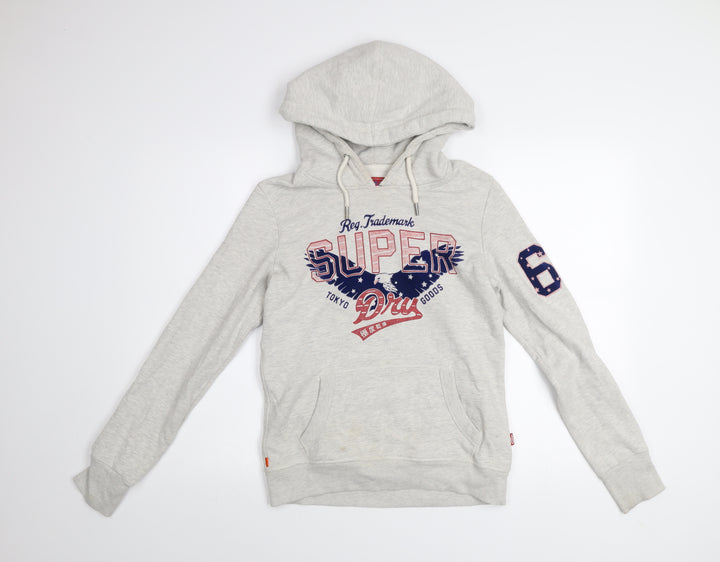 Superdry Heritage Grey Hoodie Women UK 8 Pullover Cotton Blend Casual
