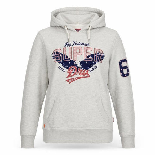 Superdry Heritage Grey Hoodie Women UK 8 Pullover Cotton Blend Casual