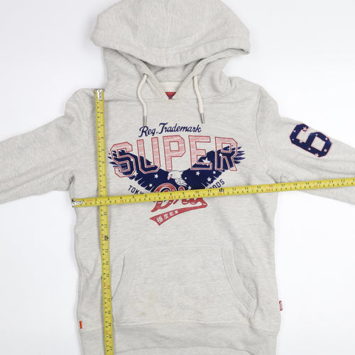 Superdry Heritage Grey Hoodie Women UK 8 Pullover Cotton Blend Casual