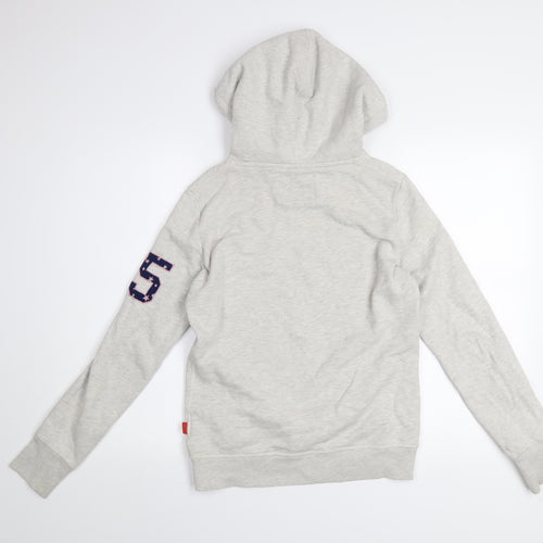 Superdry Heritage Grey Hoodie Women UK 8 Pullover Cotton Blend Casual