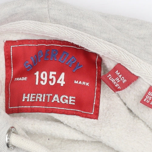 Superdry Heritage Grey Hoodie Women UK 8 Pullover Cotton Blend Casual