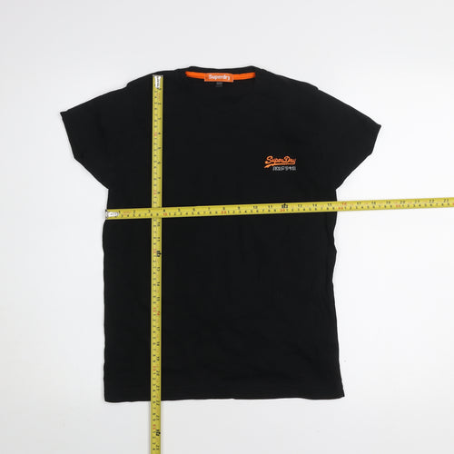Superdry Boys Black Logo Cotton T-Shirt Size 170 Regular Fit Casual Top