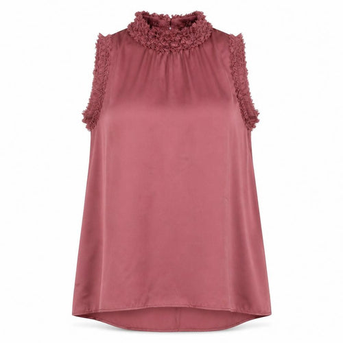 Zara Women Pink Sleeveless Ruffle Neck Tunic Blouse Size S