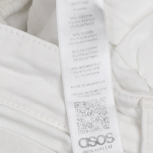 ASOS Women's White Skinny Denim Jeans Size 12 High Rise Stretch