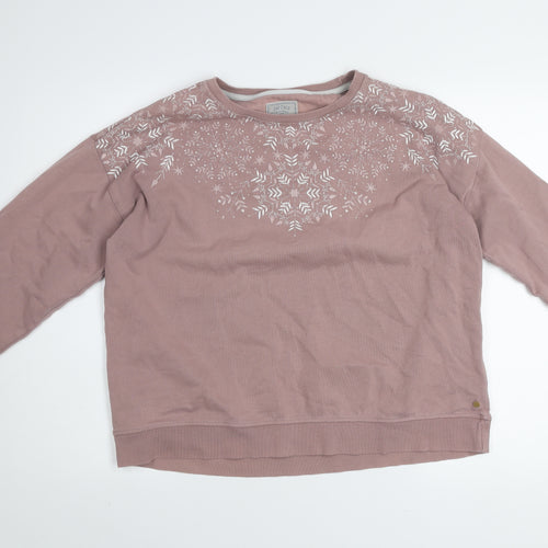 Fat Face Women's Pink Cotton Blend Pullover Sweatshirt Size M
