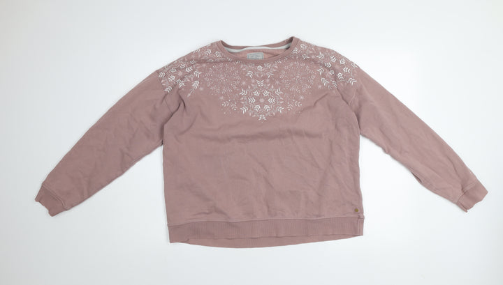 Fat Face Women's Pink Cotton Blend Pullover Sweatshirt Size M