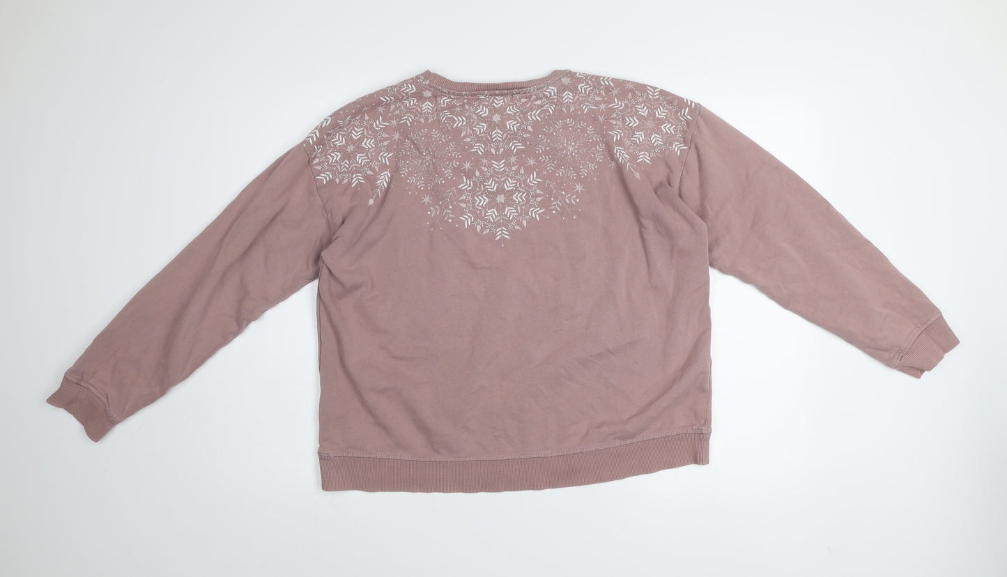Fat Face Women's Pink Cotton Blend Pullover Sweatshirt Size M