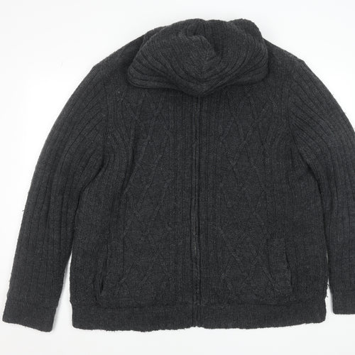 Cherokee Men's Grey Knit Hooded Full Zip Jacket 2XL Regular