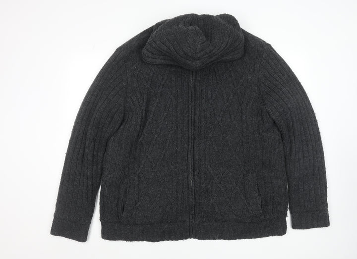 Cherokee Men's Grey Knit Hooded Full Zip Jacket 2XL Regular