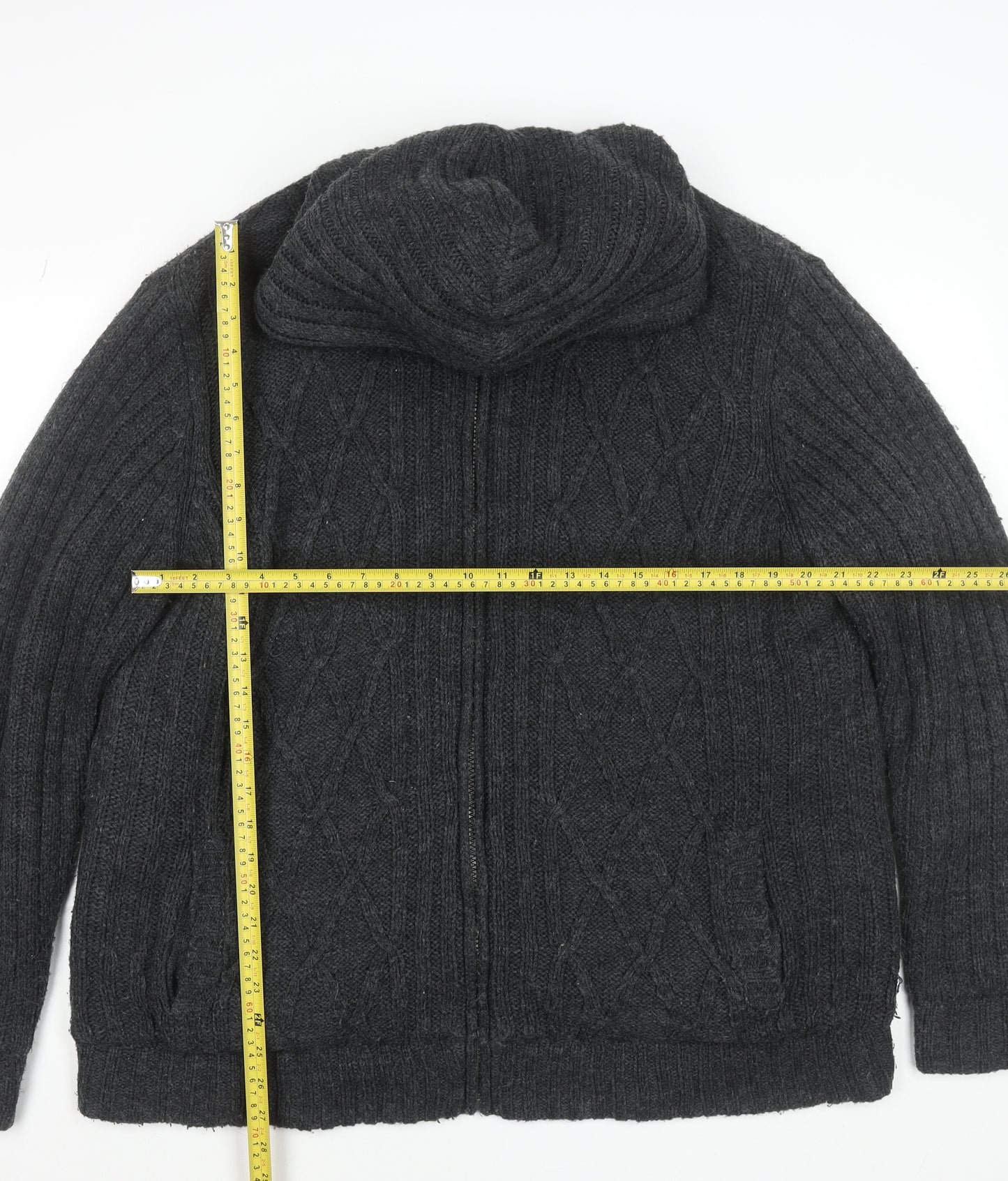 Cherokee Men's Grey Knit Hooded Full Zip Jacket 2XL Regular
