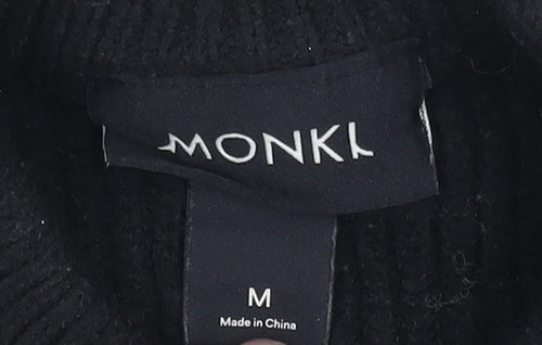 Monki Women Black Striped Knit Crew Neck Pullover Jumper M