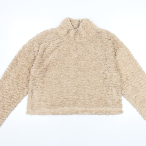 Noisy May Women Beige Fleece Pullover Sweatshirt Size M
