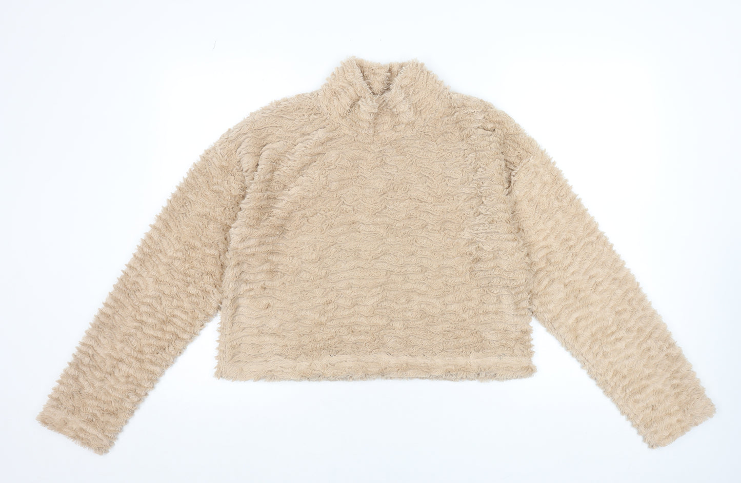 Noisy May Women Beige Fleece Pullover Sweatshirt Size M