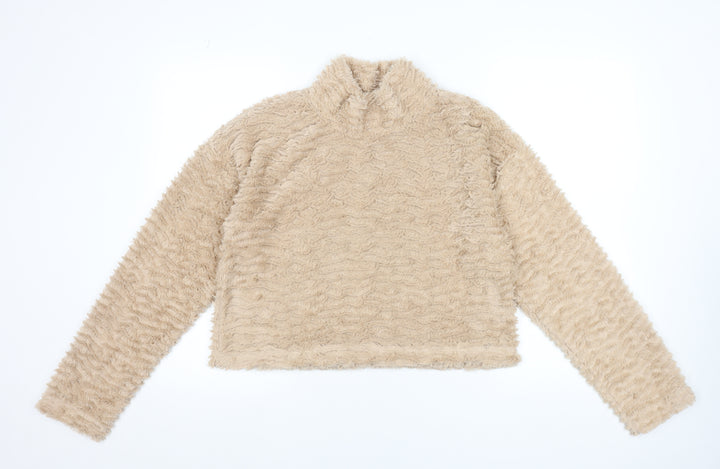 Noisy May Women Beige Fleece Pullover Sweatshirt Size M