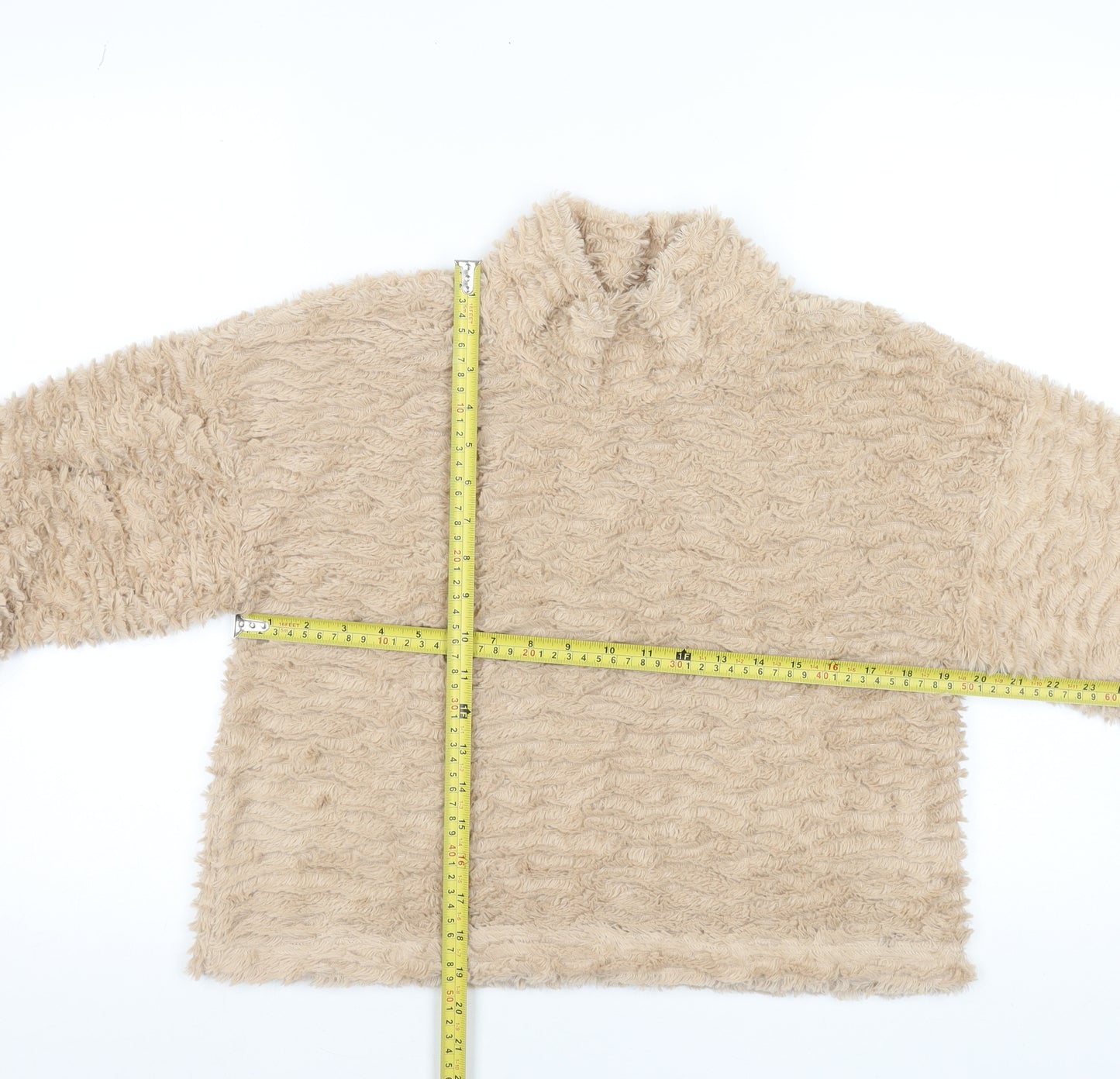 Noisy May Women Beige Fleece Pullover Sweatshirt Size M