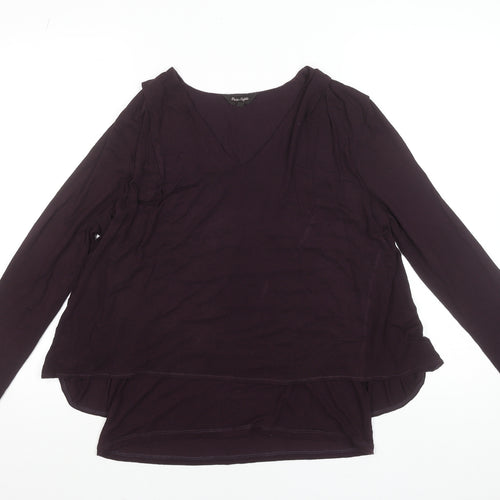 Phase Eight Women's Purple V-Neck Long Sleeve Jersey Blouse Size 12