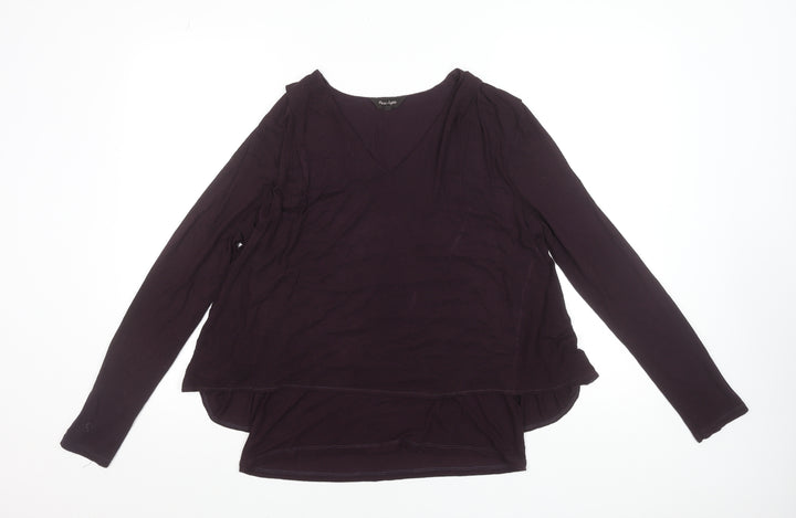 Phase Eight Women's Purple V-Neck Long Sleeve Jersey Blouse Size 12
