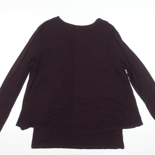 Phase Eight Women's Purple V-Neck Long Sleeve Jersey Blouse Size 12