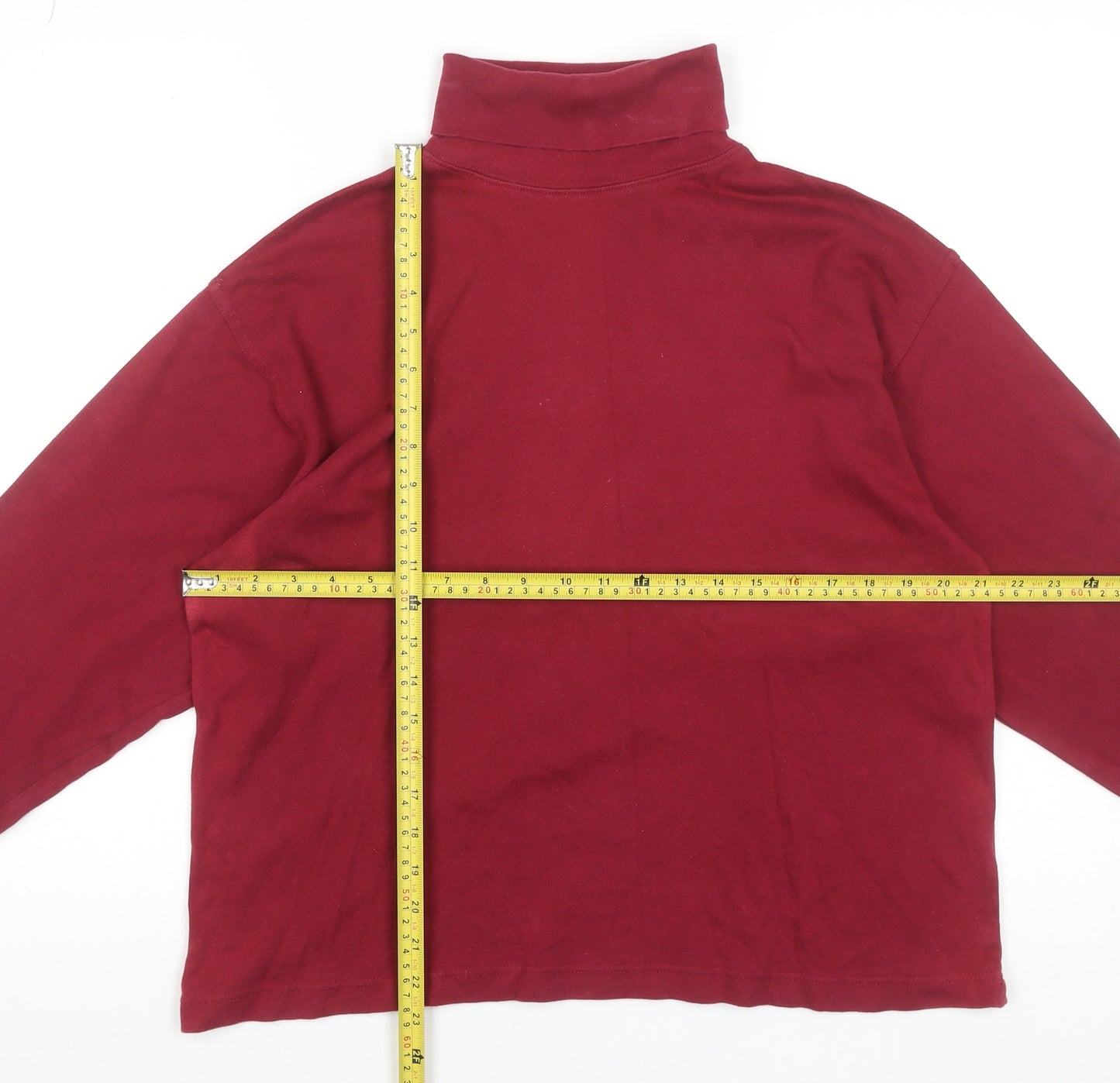 Compliments Women's Red Long Sleeve Roll Neck Cotton Top M