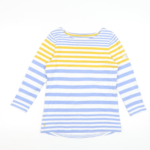 Joules Womens Multicoloured Striped 3/4 Sleeve Cotton T-Shirt Size 8