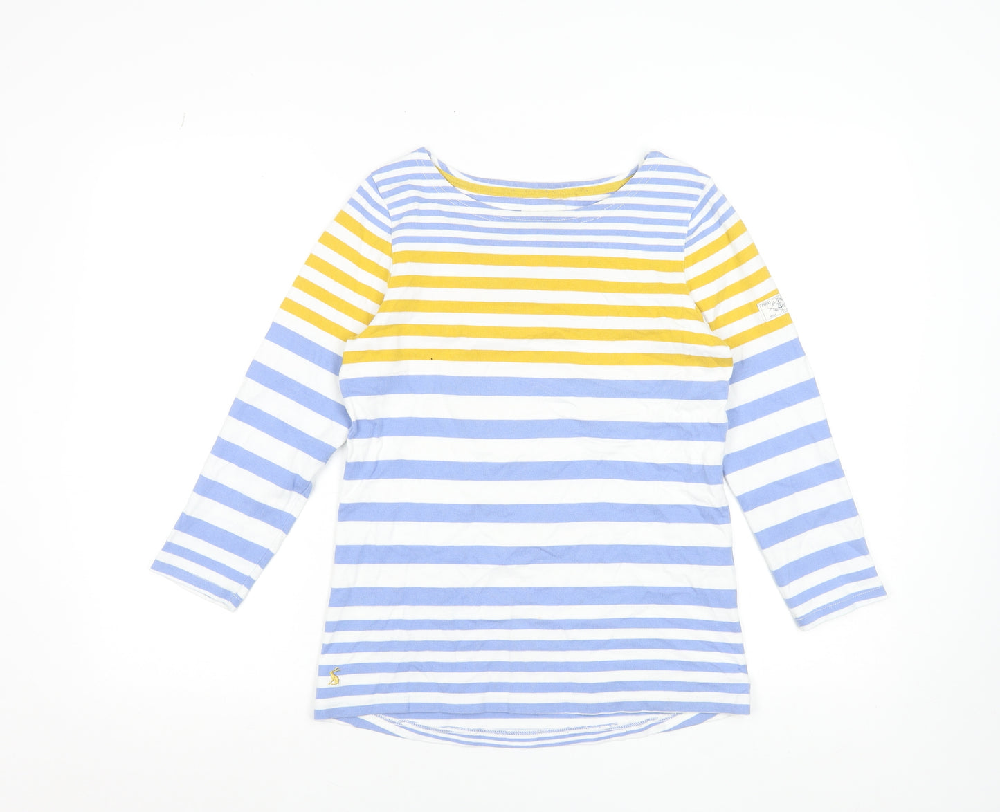 Joules Womens Multicoloured Striped 3/4 Sleeve Cotton T-Shirt Size 8