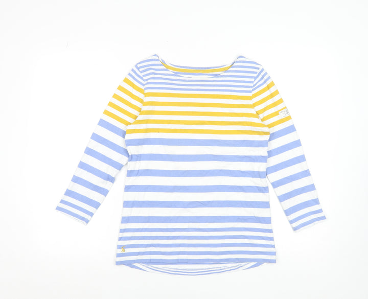 Joules Womens Multicoloured Striped 3/4 Sleeve Cotton T-Shirt Size 8