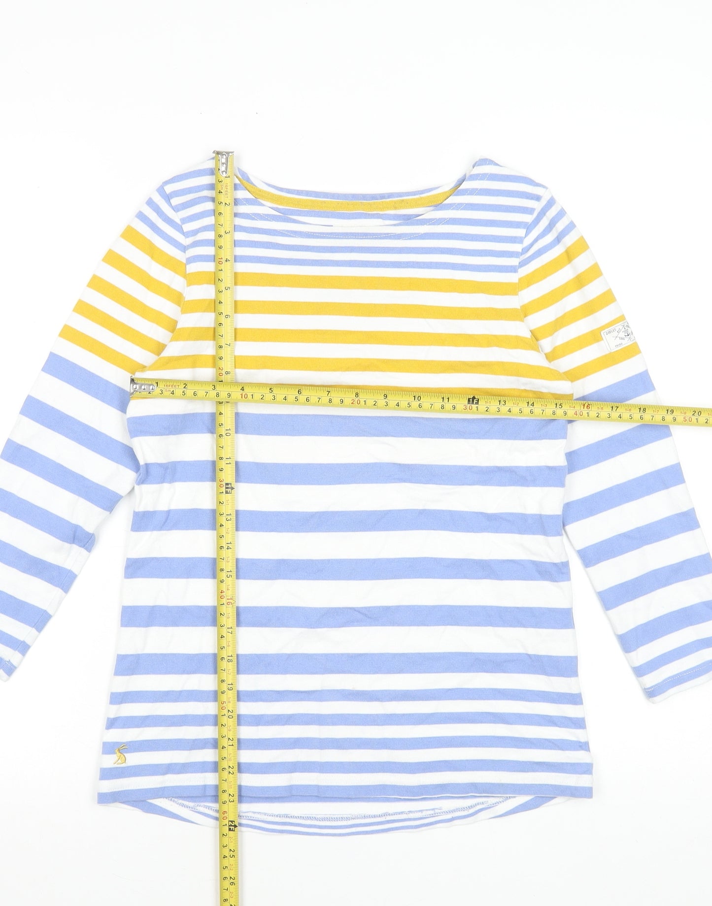 Joules Womens Multicoloured Striped 3/4 Sleeve Cotton T-Shirt Size 8