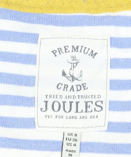 Joules Womens Multicoloured Striped 3/4 Sleeve Cotton T-Shirt Size 8