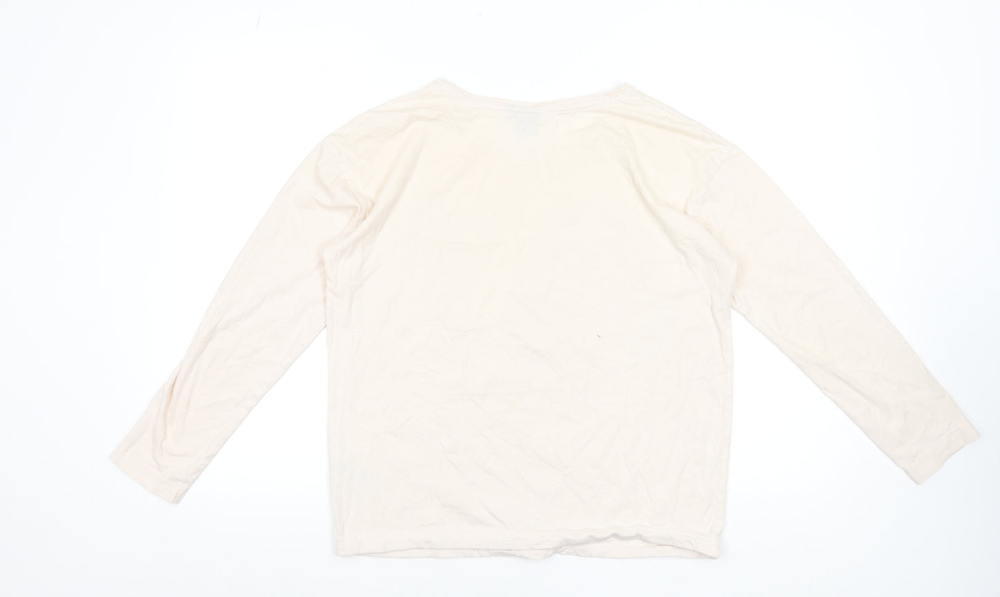 Disney Lady and the Tramp Beige Long Sleeve Nightshirt Women L Cotton