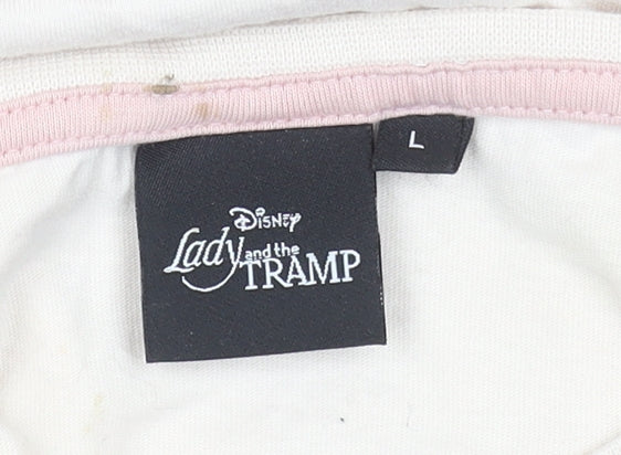 Disney Lady and the Tramp Beige Long Sleeve Nightshirt Women L Cotton