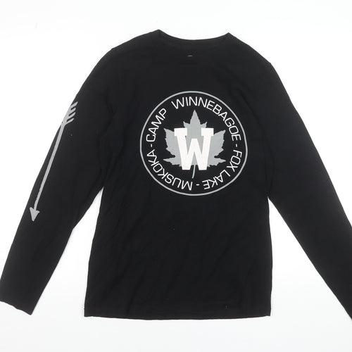 Camp Winnebagoe Men’s Black Long Sleeve Graphic Crew Neck T-Shirt Size M