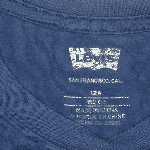 Levi's Boys Blue Logo Graphic Short Sleeve Cotton T-Shirt 12 Years