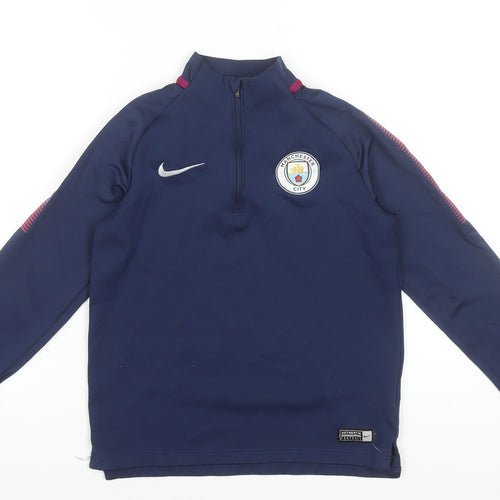 Nike Boys Blue Manchester City Dri-Fit 1/4 Zip Football Track Jacket 10-12 Years